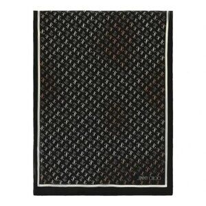 Jimmy Choo 100% Silk Logo Rectangular Scarf Wrap Stole in Black